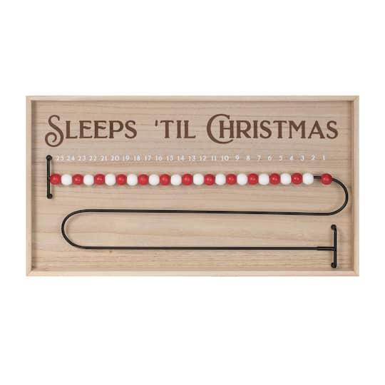 Melrose 20" Wood Beaded Christmas Countdown in Beige/Red | Michaels®